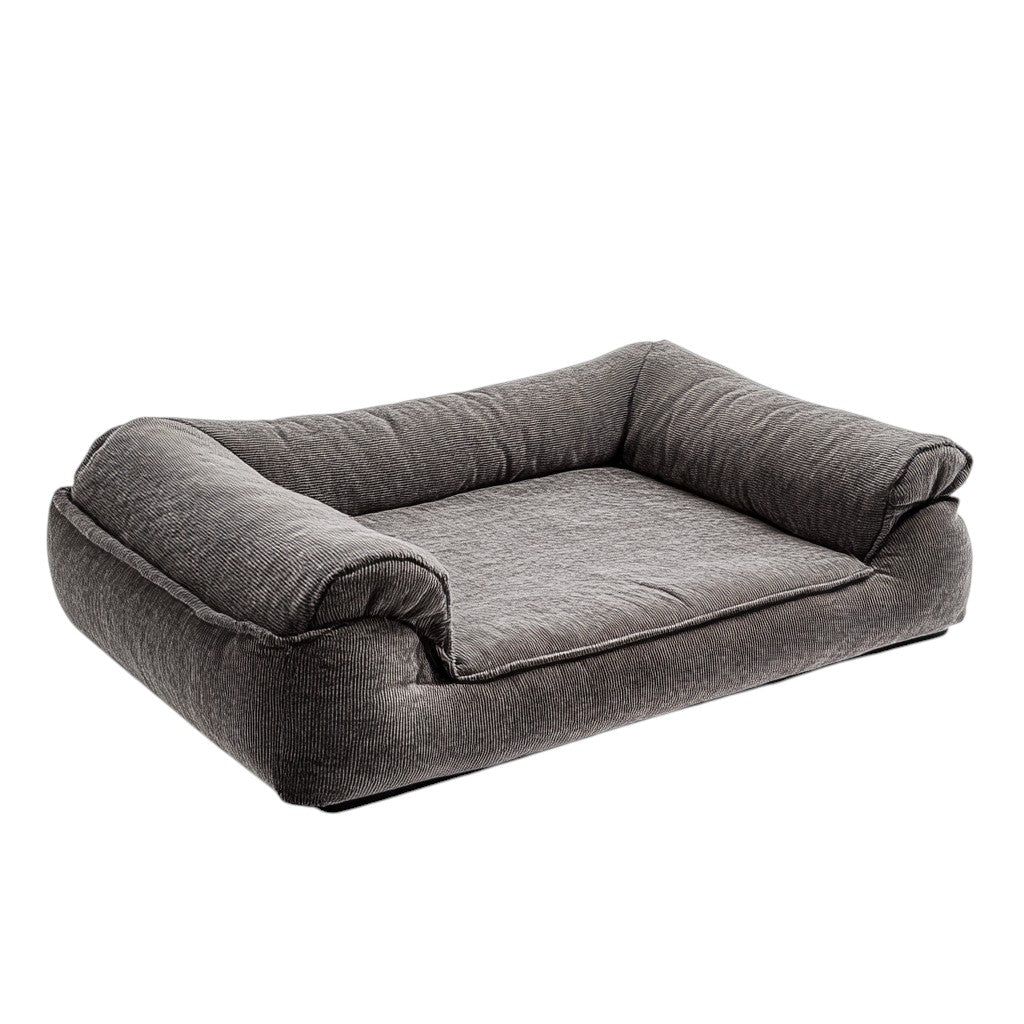 Punix Orthopedic Dog Bed for Large & Extra Large Dogs - Cooling Gel Memory Foam for Joint Relief - Removable Washable Cover - Sofa Style with Bolster - Charcoal Grey
